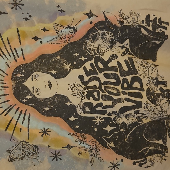 ARIZONA JEAN CO Oversized Raise Your Vibe Graphic Hippie Boho Short Sleeve Tee - Picture 5 of 7